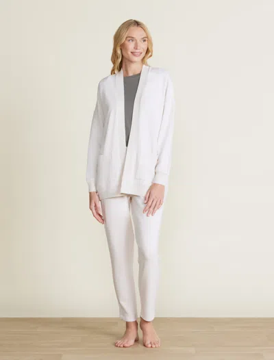 Barefoot Dreams Malibu Collection® Brushed Fleece Sweater Mix Cardigan In Sand Dune