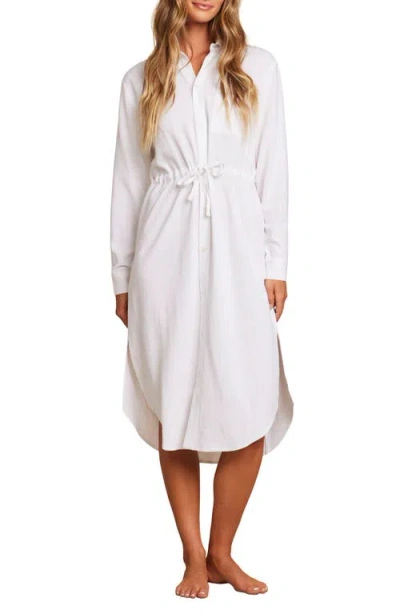 Barefoot Dreams Malibu Collection® Long Sleeve Sleep Shirtdress In White