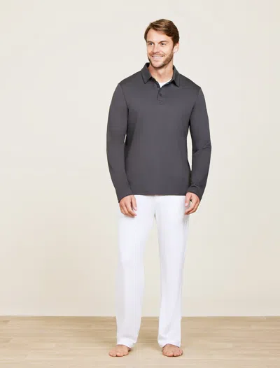 Barefoot Dreams Malibu Collection® Pima Long Sleeve Polo In Carbon