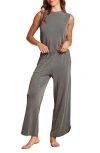 Barefoot Dreams Malibu Collection® Sand Washed Jersey Wide Leg Pajamas In Dark Steel Blue