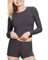 Barefoot Dreams Malibu Collection Ultra Soft Rib Crop T-shirt In Carbon
