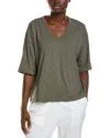 Barefoot Dreams Slub Jersey V-neck Boxy T-shirt In Green