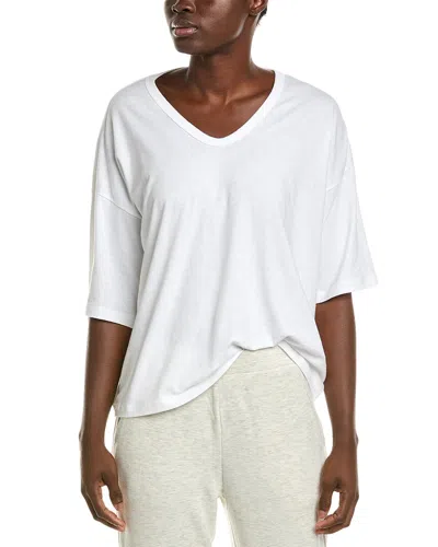 Barefoot Dreams Malibu Collection Slub Jersey V-neck Boxy T-shirt In White