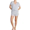 Barefoot Dreams Malibu Collection® Soft Jersey Piped Pajamas In Heather Gray-white