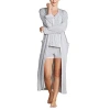 Barefoot Dreams Malibu Collection Soft Jersey Piped Robe In Heathered Gray/white