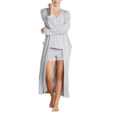 Barefoot Dreams Malibu Collection Soft Jersey Piped Robe In Gray