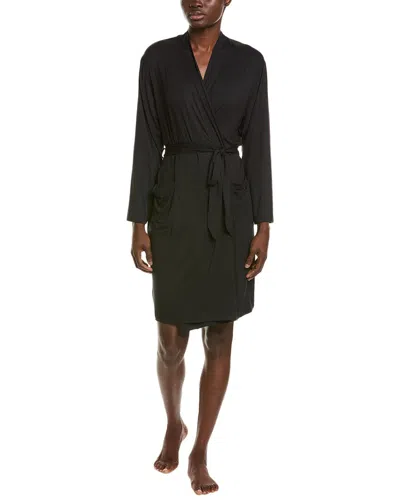 Barefoot Dreams Malibu Collection Soft Jersey Short Robe In Black