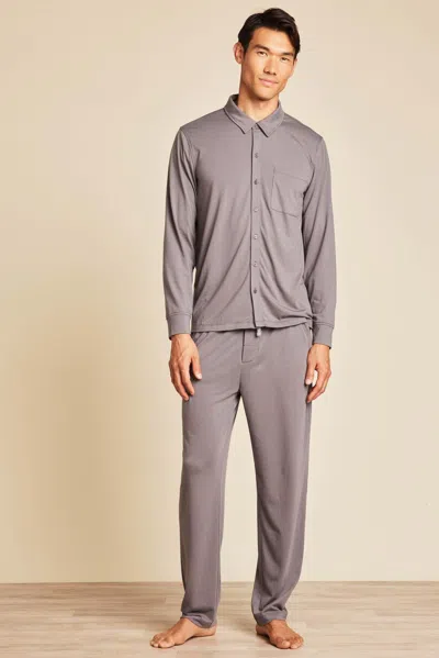 Barefoot Dreams Malibu Collection® Triblend Buttondown Shirt In Coal