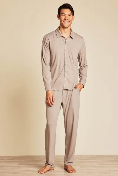 Barefoot Dreams Malibu Collection® Triblend Buttondown Shirt In Nickel