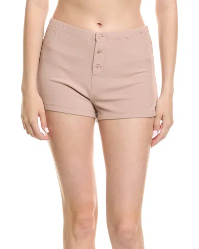 Barefoot Dreams Malibu Collection Ultra Soft Rib Boxer Short In Neutral