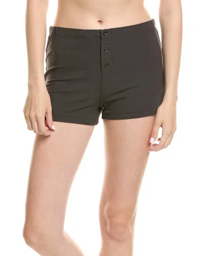 Barefoot Dreams Malibu Collection Ultra Soft Rib Boxer Short In Black