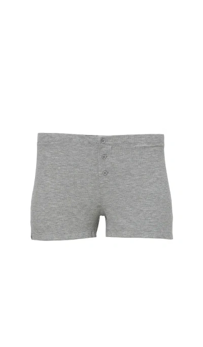 Barefoot Dreams Malibu Collection Ultra Soft Rib Boxer Shorts In 麻灰色