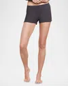 Barefoot Dreams Malibu Collection Ultra Soft Rib Boxer Shorts In Carbon