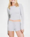 Barefoot Dreams Malibu Collection Ultra Soft Rib Crop T-shirt In Willow