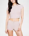Barefoot Dreams Malibu Collection Ultra Soft Rib Crop T-shirt In Willow