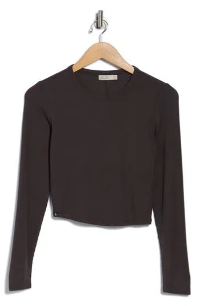Barefoot Dreams ® Malibu Collection® Ultra Soft Rib Long Sleeve Crop Top In Black