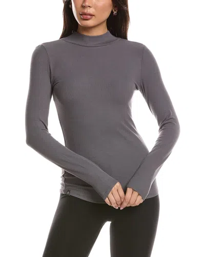 Barefoot Dreams Malibu Collection Ultra Soft Rib Mock Neck Pullover In Gray