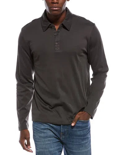 Barefoot Dreams Mc Pima Long Sleeve Polo Shirt In Gray