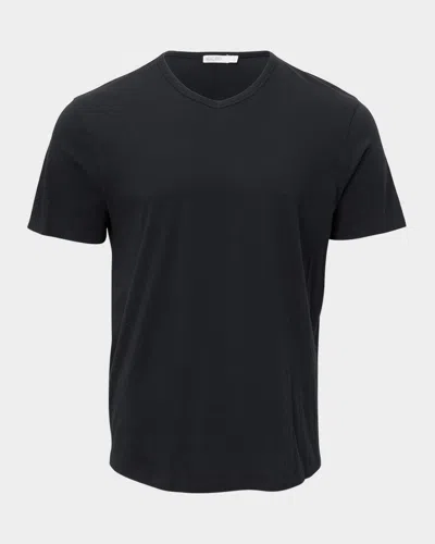 Barefoot Dreams Men & Apos;s Malibu Collection Cotton Modal V-neck T-shirt In Black