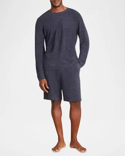 Barefoot Dreams Men's Cozychic Ultra Lite Roll Neck Crewneck Sweater In Indigo