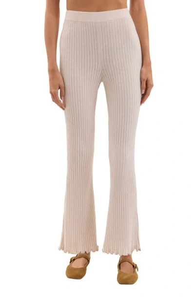 Barefoot Dreams Petal Edge Rib Ankle Pants In Neutral