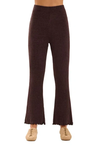 Barefoot Dreams Petal Edge Rib Ankle Pants In Brown