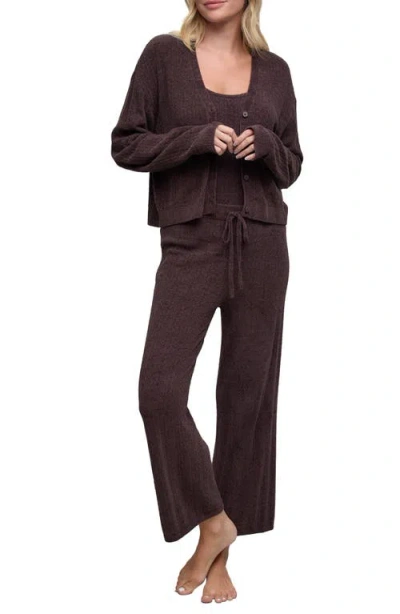Barefoot Dreams Pointelle Cardigan In Burgundy