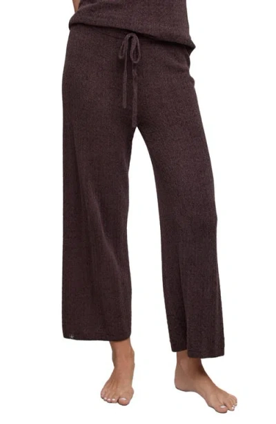 Barefoot Dreams Pointelle Cropped Pants In Burgundy