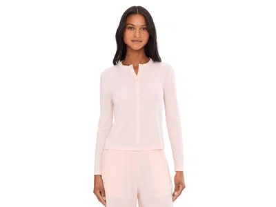 Barefoot Dreams Pointelle Rib Cardi With Scallop Trim In Neutral