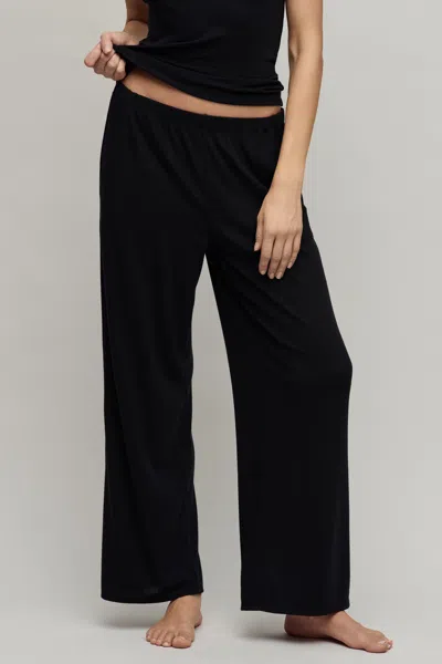 Barefoot Dreams Pointelle Rib Pant With Scallop Trim In Black