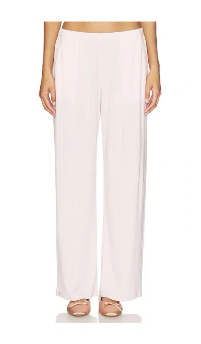 Barefoot Dreams Pointelle Rib Pant With Scallop Trim In Pink Sand