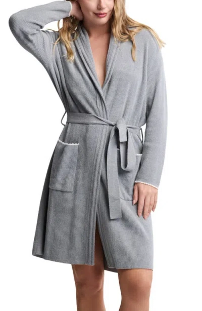 Barefoot Dreams Scallop Detail Rib Robe In White