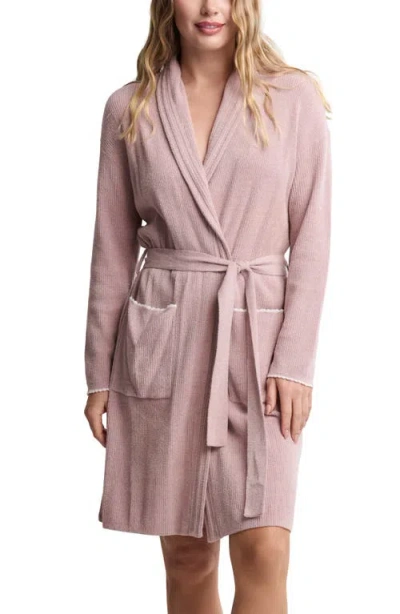 Barefoot Dreams Scallop Detail Rib Robe In Pink