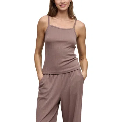 Barefoot Dreams Scalloped Pointelle Tank In Brown