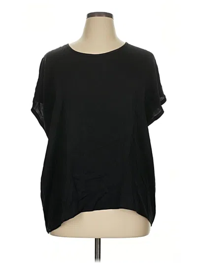 Pre-owned Barefoot Dreams Short Sleeve Top Black Boatneck Tops