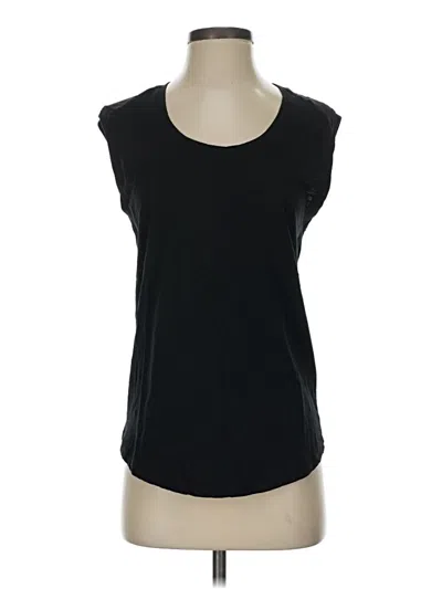Pre-owned Barefoot Dreams Short Sleeve Top Black Scoop Neck Tops