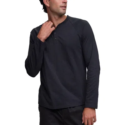 Barefoot Dreams Slub Jersey Henley In Black