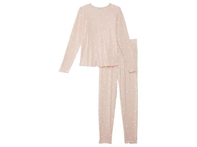 Barefoot Dreams Soft Ribbed Youth Set(little Kid/big Kid) Girl's Pajama Sets Dusty Rose-pearl : 12-14 Big Kid, Rayon In Neutral