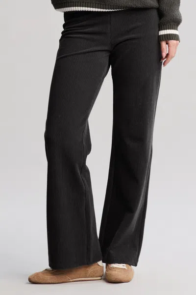 Barefoot Dreams Stretch Cord Wide Leg Pant In Carbon