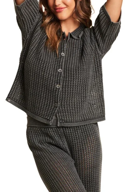 Barefoot Dreams Sun Bleached Cotton Pajama Shirt In Faded Black