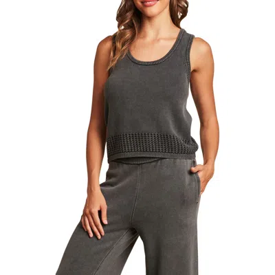 Barefoot Dreams Sun Bleached Mesh Tank In Faded Black