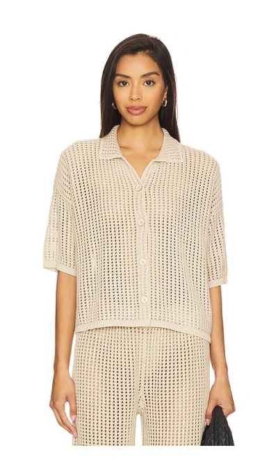 Barefoot Dreams Sunbleached Buttoned Short Sleeve In Gray