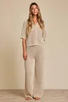 Barefoot Dreams Sunbleached Buttoned Short Sleeve In Stone