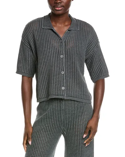 Barefoot Dreams Sunbleached Open Knit Shirt In Black