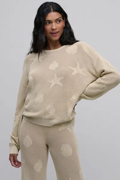 Barefoot Dreams Sunbleached Shell Motif Crew Neck Pullover In Multi