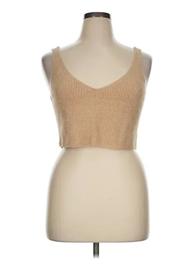 Pre-owned Barefoot Dreams Tank Top Tan Strapless Neckline Tops