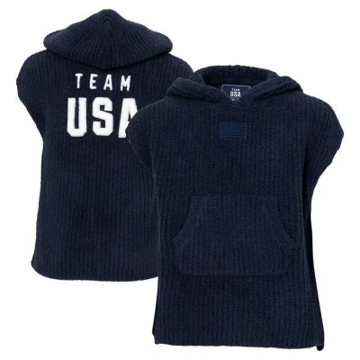 Barefoot Dreams Toddler Alpha Navy Team Usa  Cozychic Hooded Rib Cozy In Blue