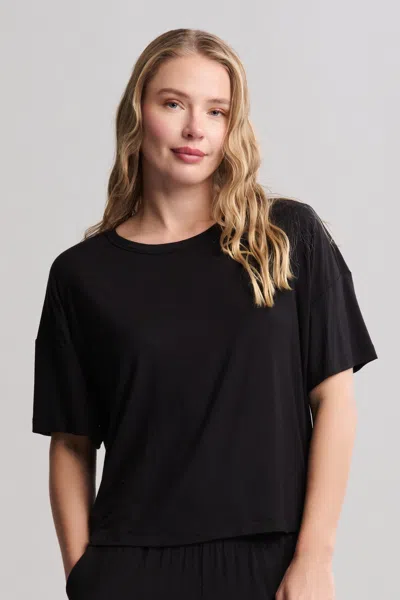 Barefoot Dreams Ultra Soft Jersey Short Sleeve Boxy Tee In Black