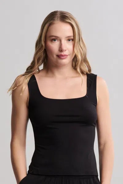 Barefoot Dreams Ultra Soft Jersey Square Neck Tank In Black