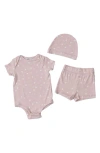 Barefoot Dreams Ultra Soft Rib Beanie, Romper & Shorts Set In Dusty Rose-pearl